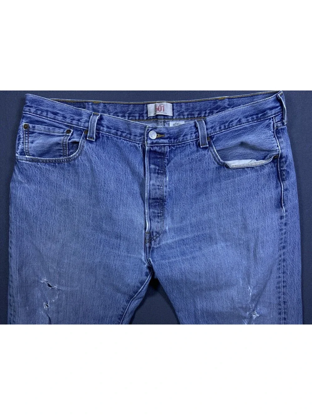 Vtg Levis 501 Jeans Mens 40x31  Blue Light Wash Natural Fade Distressed Egypt
